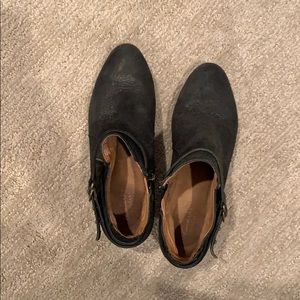 Clark’s black leather booties